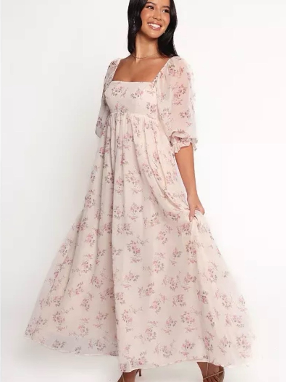 Petal and Pup Sonnet Maxi Dress Pink Blush Floral, Size L - Excellent Condition
